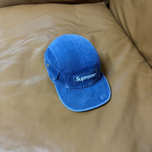 Supreme 슈프림 캠프캡 모자 (Corduroy Blue Grey)