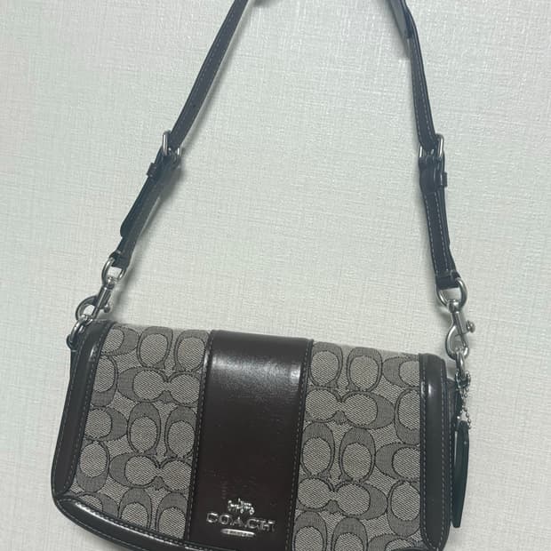 코치 안드레아 스몰 숄더 백 인 시그니처 자카드