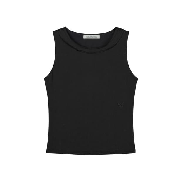 구월십일 Neck Cut Edge Sleeveless Black