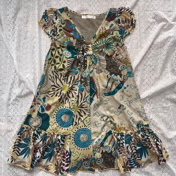 Hippie style puff mini dress