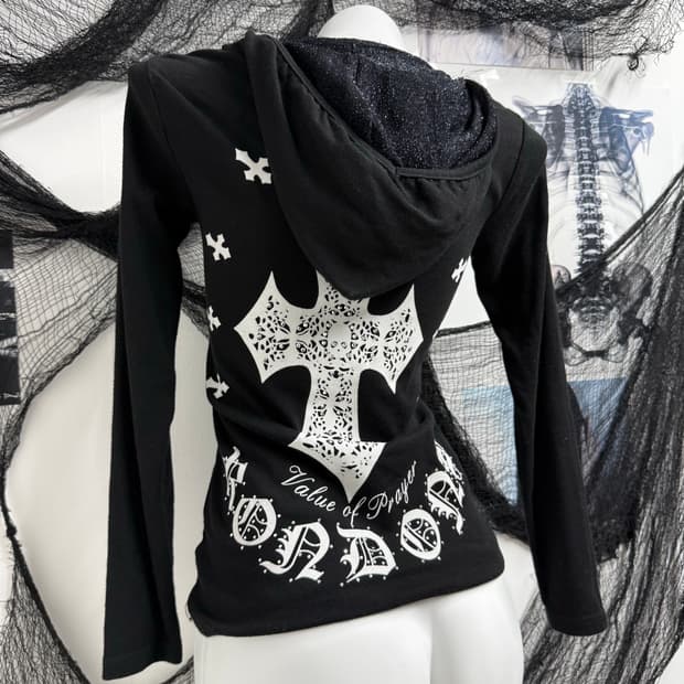 00s punk mood printing hoodie longsleeve