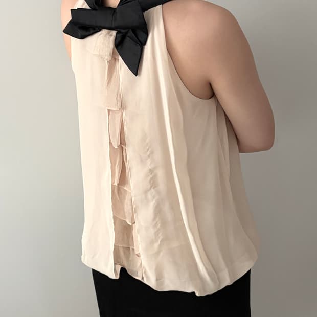 RayBEAMS RIBBON RUFFLE B&W DRESS 하객룩