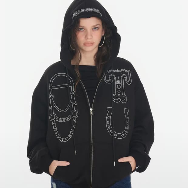 투머치택스 웨스턴 핫픽스 집업 후디 후드집업 블랙