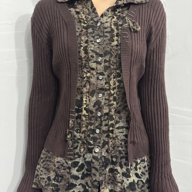 respighi leopard shirt layered top