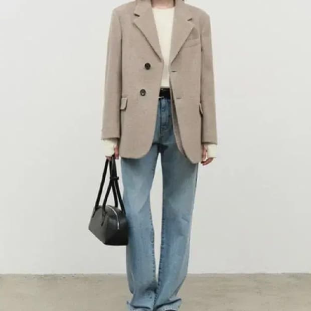 던스트 레이어드 헤비 울 블레이저 오트밀 S