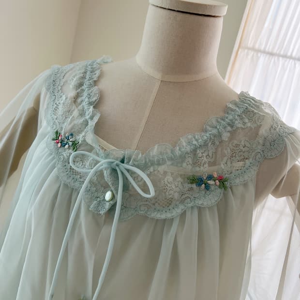 민트 레이스 맥시 나이트드레스