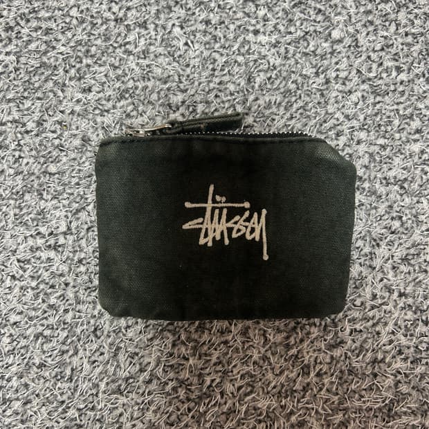 스투시 캔버스 코인 파우치 워시드 블랙