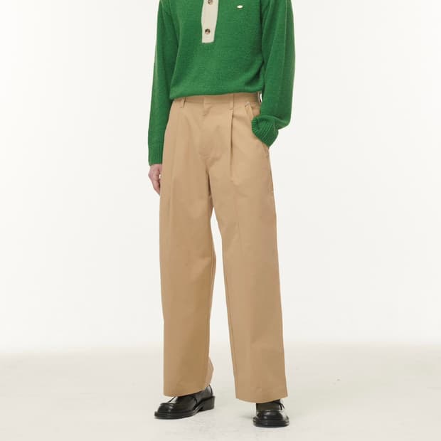 S SATUR 세터 원턱 비날레스 리벳 와이드 팬츠