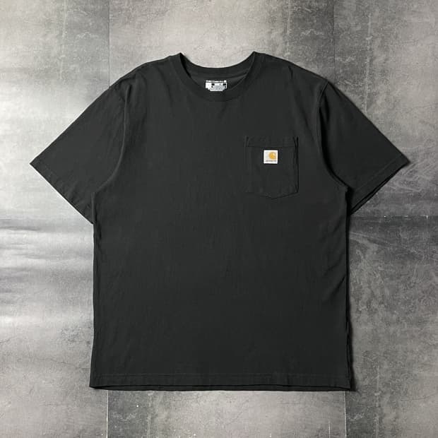 CARHARTT 칼하트K87 빈티지 블랙 포켓 반팔 티셔츠 A01037