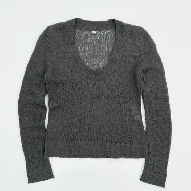 빈티지 그레이 시스루 레이어드 니트