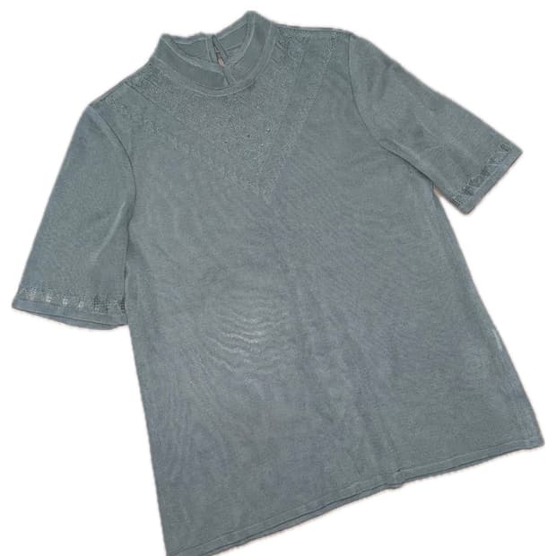 빈티지 큐빅 반팔 니트