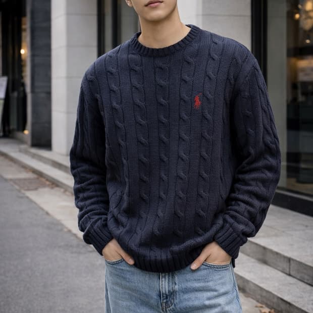 🧥 Polo 랄프로렌 케이블 니트 꽈베기 스웨터  (네이비)