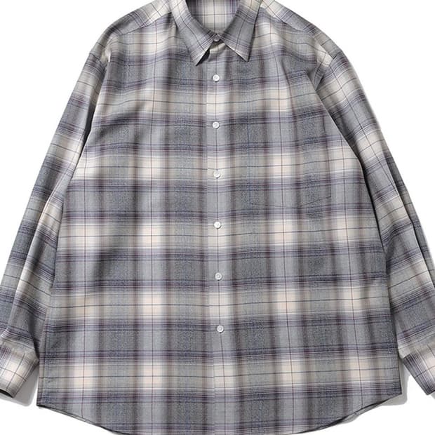 오라리 23aw 체크 셔츠 그레이