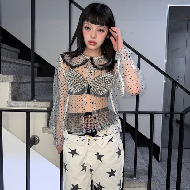 seethrough dots shirt
