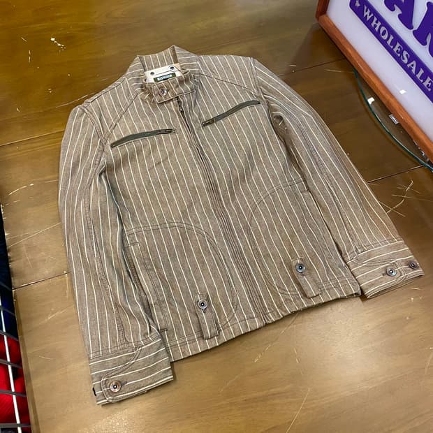 일본빈티지 스트라이프 집업 데님자켓 B162