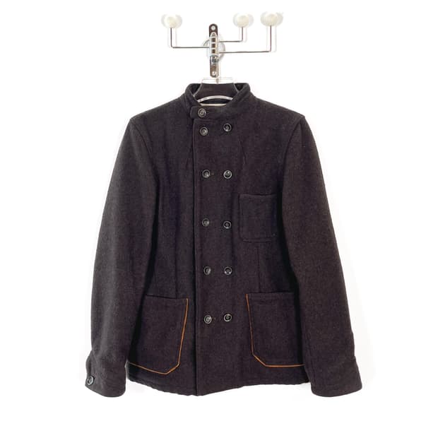 캐피탈 더블 브레스트 브라운 울 자켓
