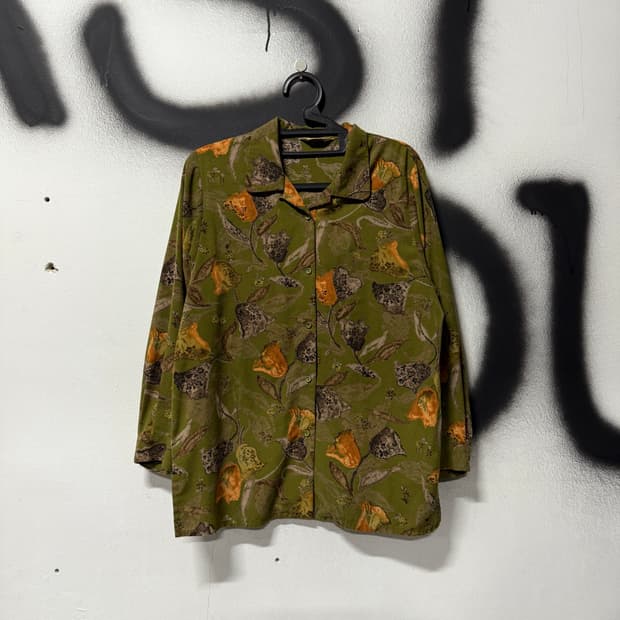 VTG 빈티지 빅 플라워 패턴 셔츠 블라우스