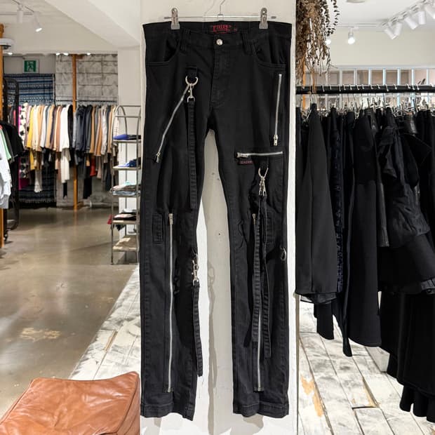 트립 nyc 블랙 본디지 지퍼 팬츠