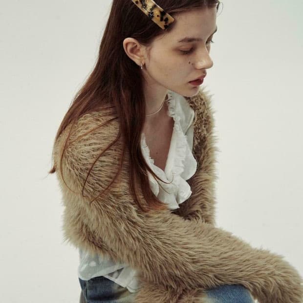 SINOON FUR BOLERO CARDIGAN