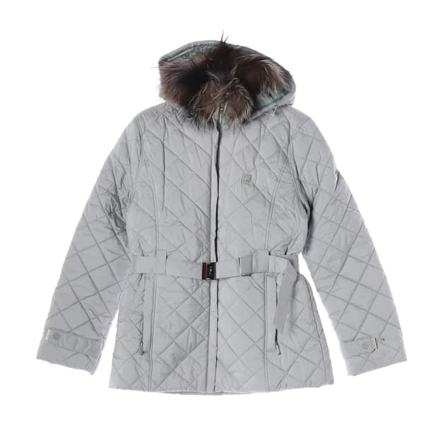 FILA 벨트 퀼팅 퍼 후드 패딩 L