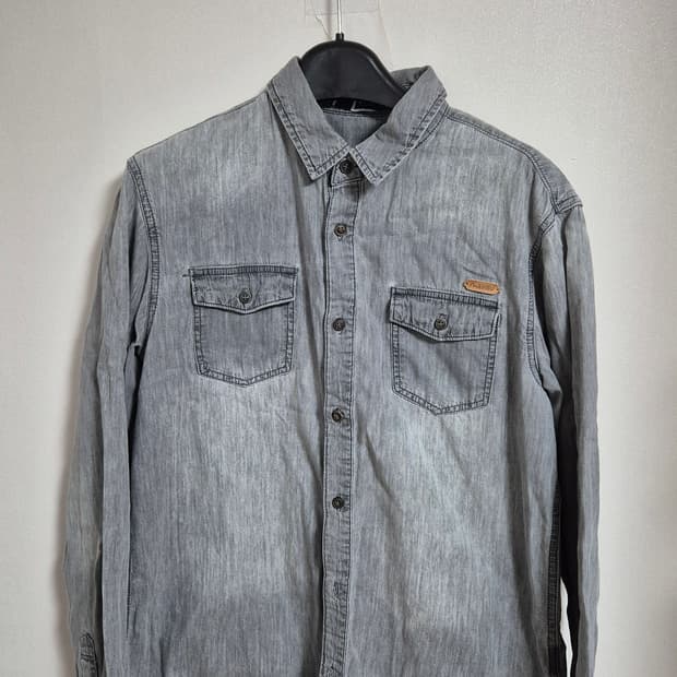 에비수 그레이 셔츠 남방 흑청