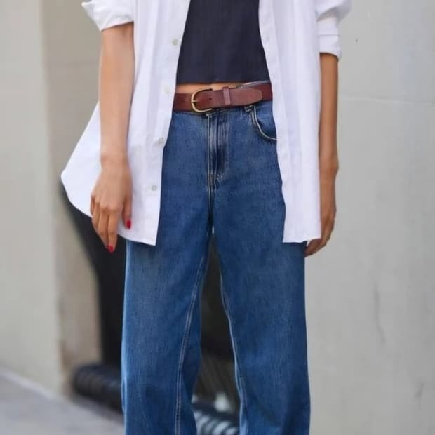 오라리 셀비지 데님 와이드 팬츠