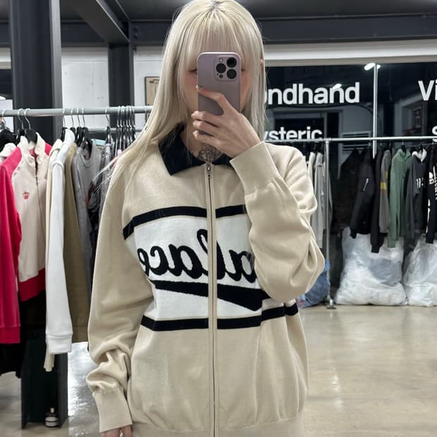  팔라스 소울 니트 화이트 집업