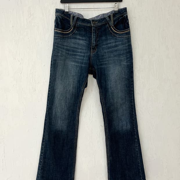 vintage washed straight denim pants
