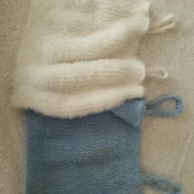 [빈티지] 앙고라 퍼 나시 화이트/블루 일괄