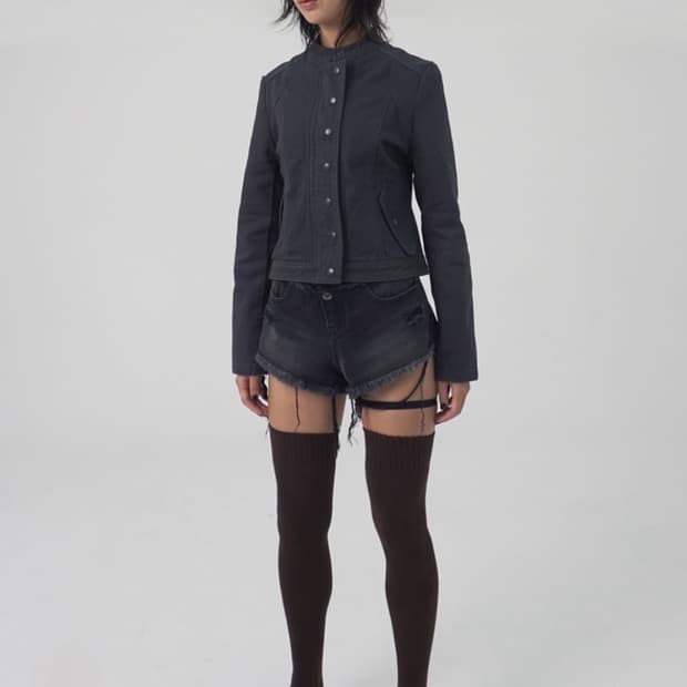 라라미미 washed biker jacket