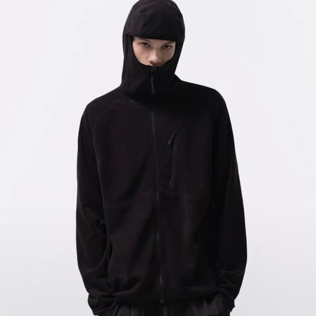 시티 레저 그리드 폴라 플리스 바라클라바 후디드 집업 [블랙]