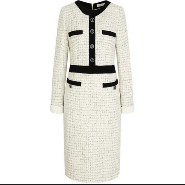 JJ 지고트 트위드 배색 원피스