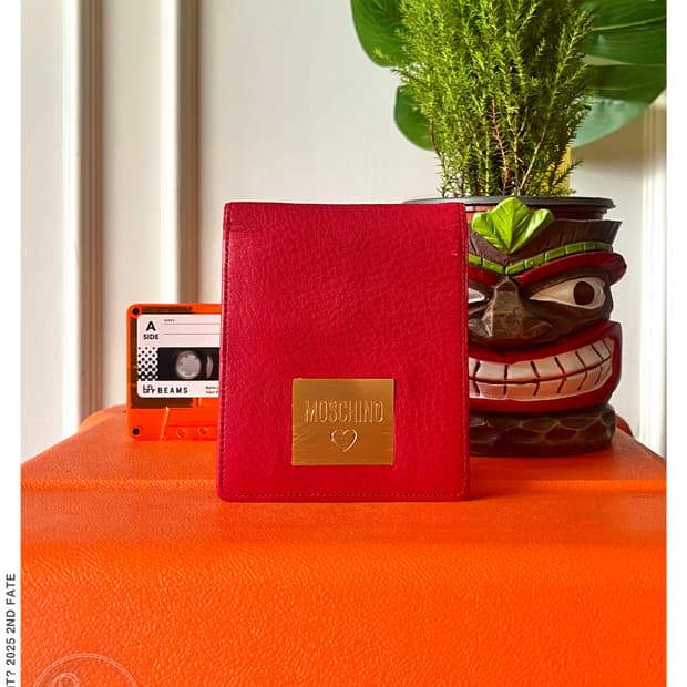 1990s MOSCHINO Red Grain Leather Wallet