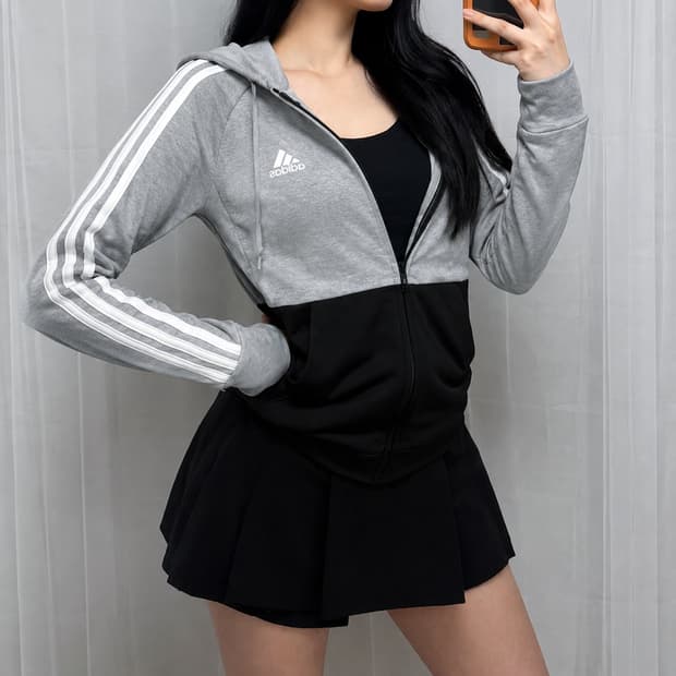 아디다스 게임타임 배색 삼선 후드집업