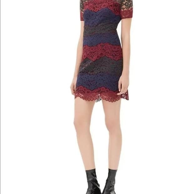 산드로 sandro  배색 플로럴 레이스 미니 원피스 1사이즈