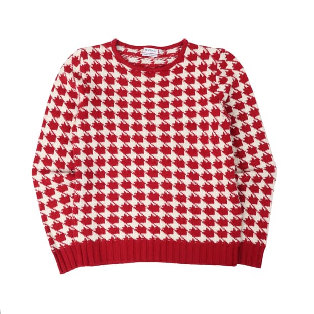 막스앤코 하운드투스 체크 레드 니트