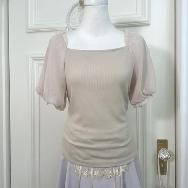 mute beige puff chiffon princess top