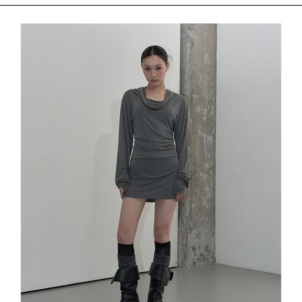 [Zizemuseum] cowl hood drape dress