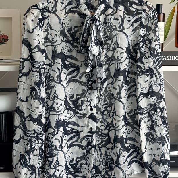 쉬폰 아티스트 프린트 (고양이 패턴 / Made in USA)