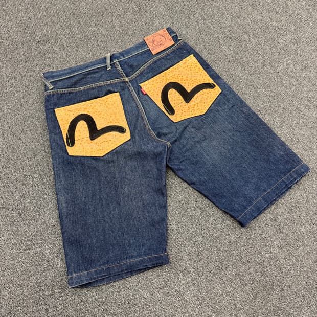 34)Evisu 빈티지 레오파드 백포캣 데님팬츠