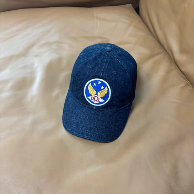 RRL 더블알엘 랄프로렌 폴로 윙로고 6패널 볼캡 모자 데님