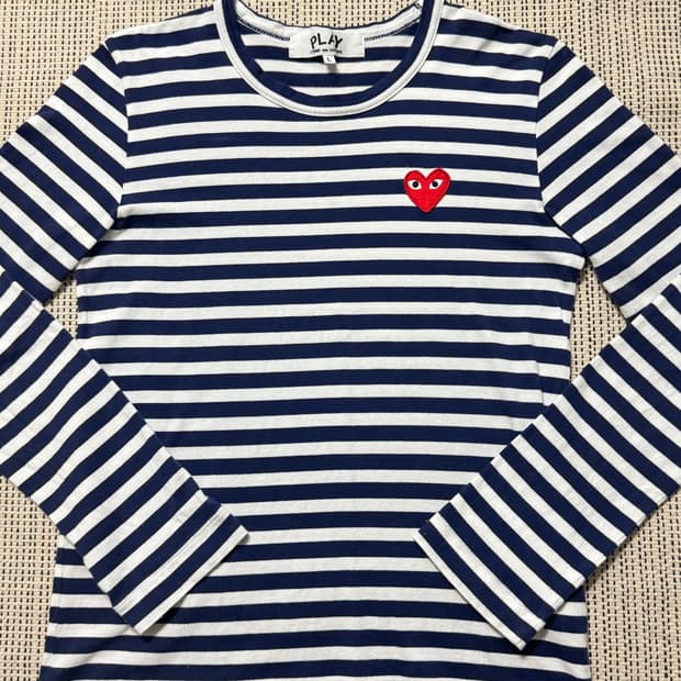 꼼데가르송 스프라이프 코튼 긴팔 티셔츠