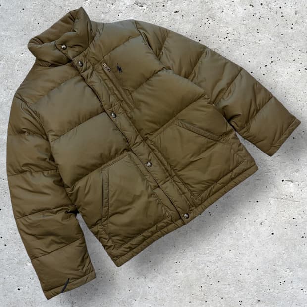 [L] 폴로 랄프로렌 카키색 다운 패딩 점퍼 C994