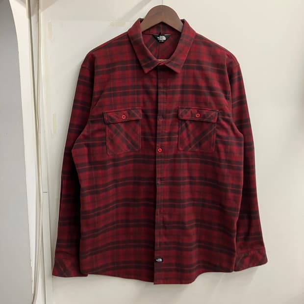 N135 노스페이스 투포켓 체크셔츠