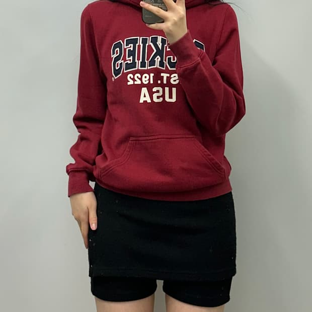 디키즈 y2k 와투케 usa 버건디 후드티