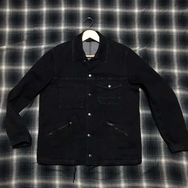 90s 재팬 블랙 워싱 데님 믹스 코치 자켓