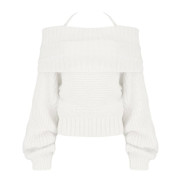 클리시어 팔레트 니트 화이트 오프숄더