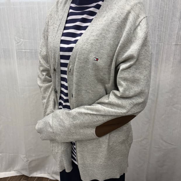 타미힐피거 엘보우 패치 가디건 