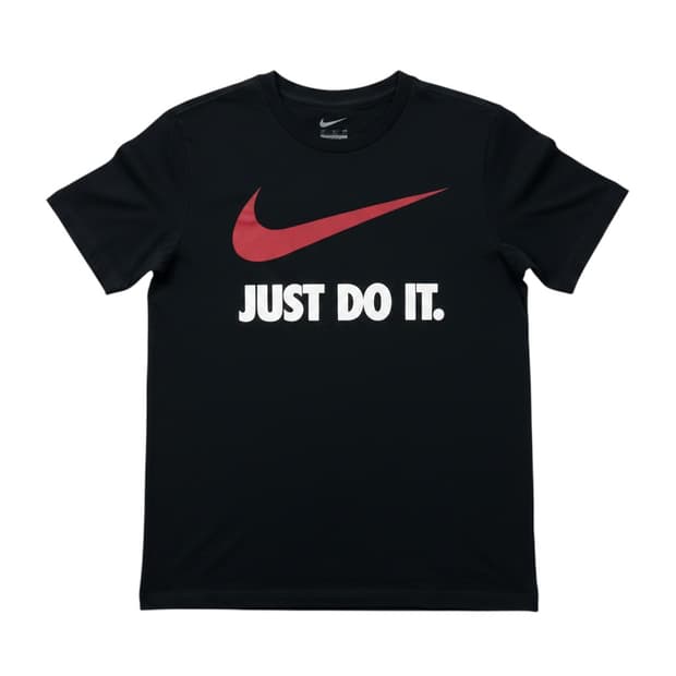 (M) 나이키 스우시 JUST DO IT 프린팅 반팔 티 블랙
