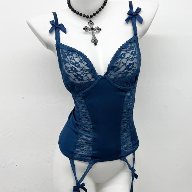 페어리 레이스 셔링 가터 코르셋